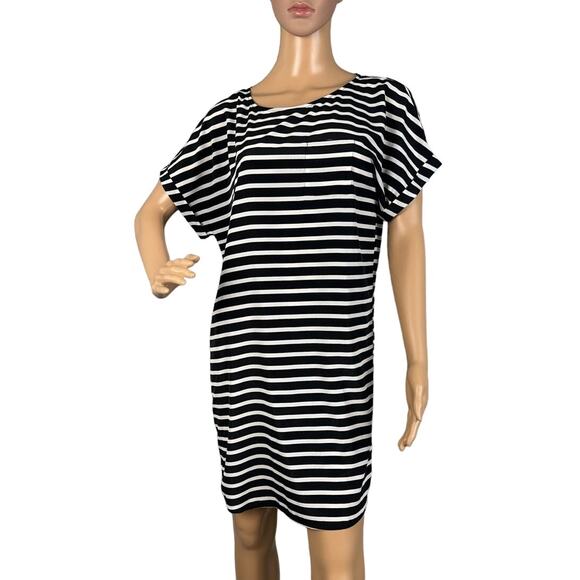 Caslon Black & White Stripe Tee Shirt Size S Flattering Comfort Quiet Luxury - Picture 1 of 7
